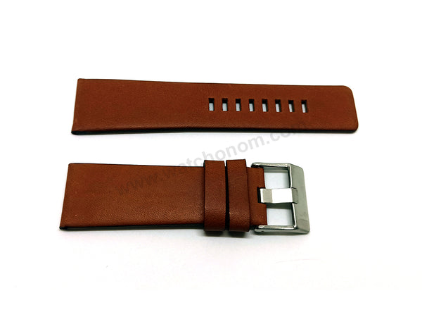 Fits/For Diesel DZ1617 , DZ1666 , DZ1668 , DZ1925 Master Chief - 27mm Light Brown Genuine Leather Replacement Watch Strap Band Belt
