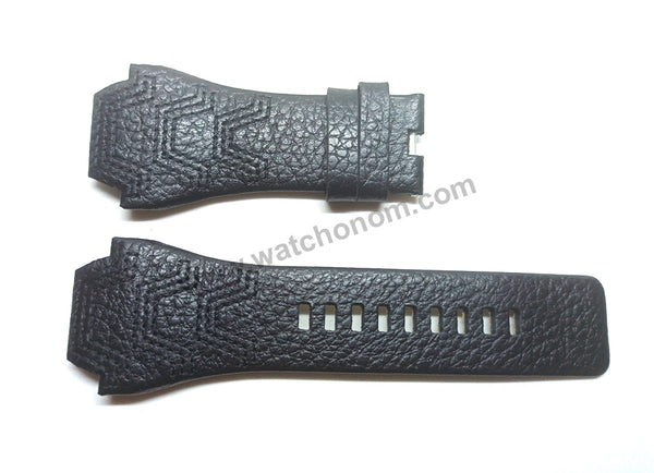 Compatible. Diesel DZ1265 , DZ1266 - 24mm Black Genuine Leather Watch Strap Band