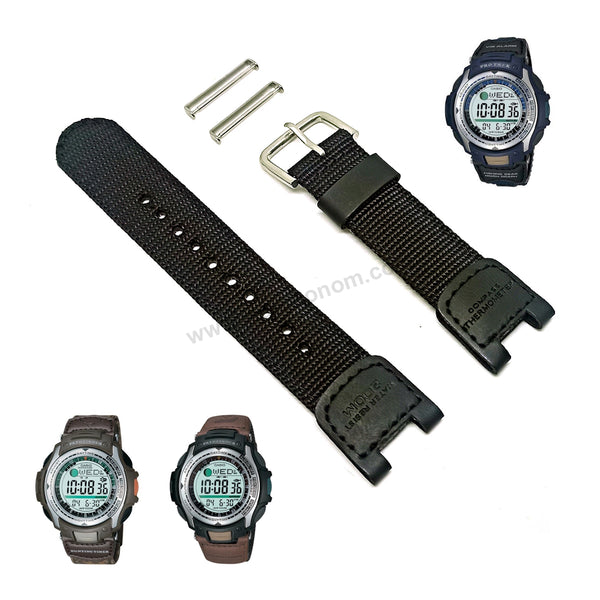 Fits/For Casio PAS-400B , PAS-410B , PRS-400B Protrek Fishing Gear -Black Nylon Textile Knit Replacement Watch Band / Strap Belt