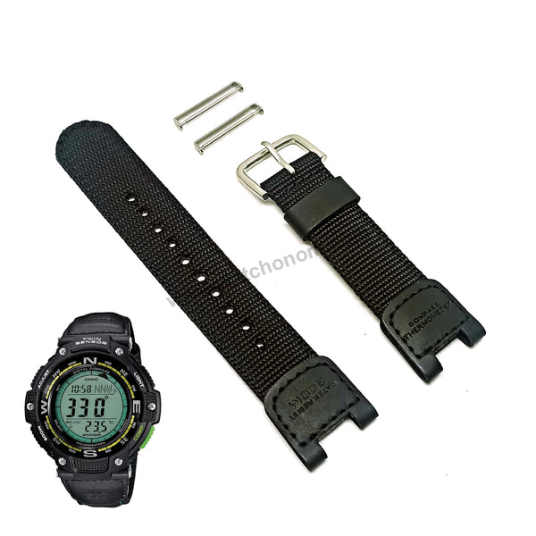 Fits/For Casio SGW-100B-3A Outgear - Black Nylon Textile Knit Replacement Watch Band / Strap Belt