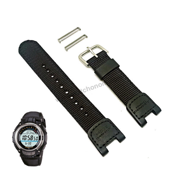 Fits/For Casio SGW-200B Outgear - Black Nylon Textile Knit Replacement Watch Band / Strap Belt
