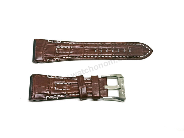 Fits/For Seiko Velatura Kinetic Direct Drive SRH011P1 , 5D44-0AE0 - 26mm Brown Leather Replacement Watch Band Strap