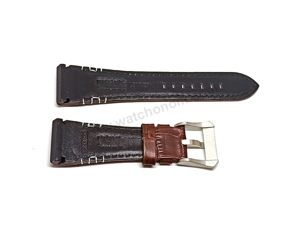 Fits/For Seiko Velatura Kinetic Direct Drive SRH011P1 , 5D44-0AE0 - 26mm Brown Leather Replacement Watch Band Strap