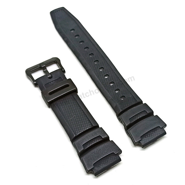 Fits/For Casio W-S200H , W-S210H - Black Rubber Replacement Watch Band Strap Belt