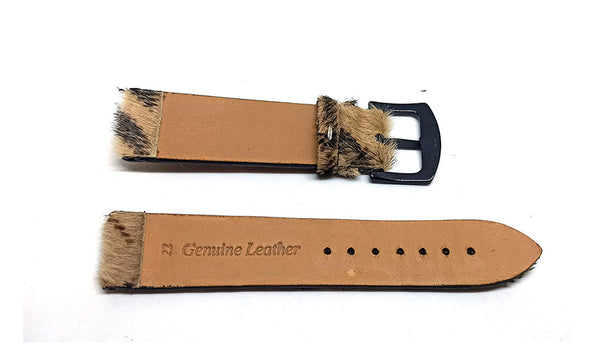 Fits/For Burberry - 22mm Light Brown Hairy Skin Genuine Leather Replacement Watch Band Strap