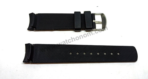 Fits/For Nautica N20059G , N20065G , N22528G - 22mm Black Rubber Silicone Curved End Replacement Watch Band Strap