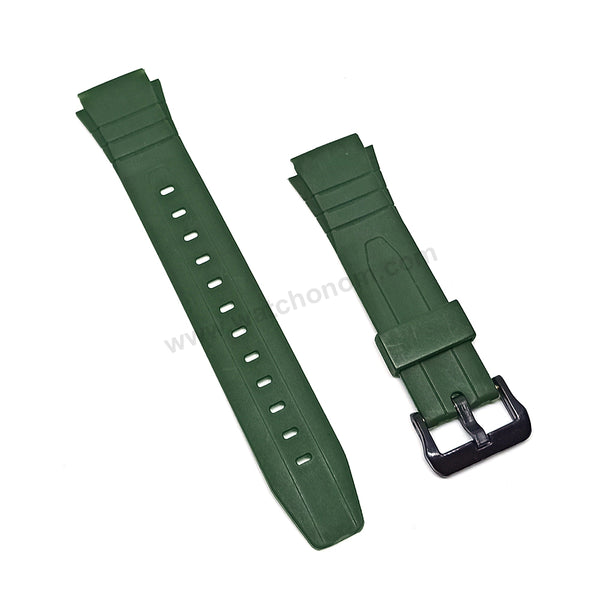 Fits/For Casio F-200 , F-200W - 18mm Green Rubber Silicone Watch Band Strap Belt