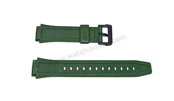 Fits/For Casio F-200 , F-200W - 18mm Green Rubber Silicone Watch Band Strap Belt
