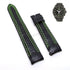 Fits/For Seiko Sportura Chronograph 7T62-0LA0 , SNAE97P1 - 21mm Green Stitched Black Genuine Leather Handmade Replacement Watch Band Strap
