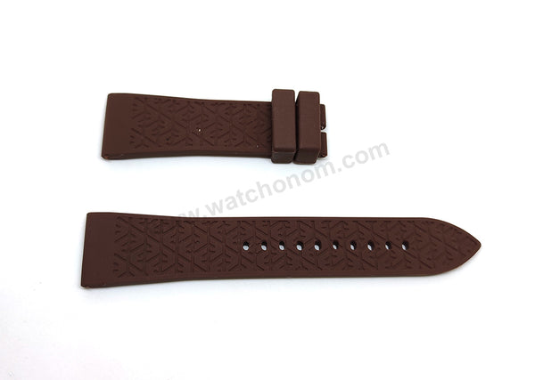 Fits/For Emporio Armani AR0337 , AR4243 , AR4247 - 24mm Brown Rubber Silicone Replacement Watch Band Strap Belt