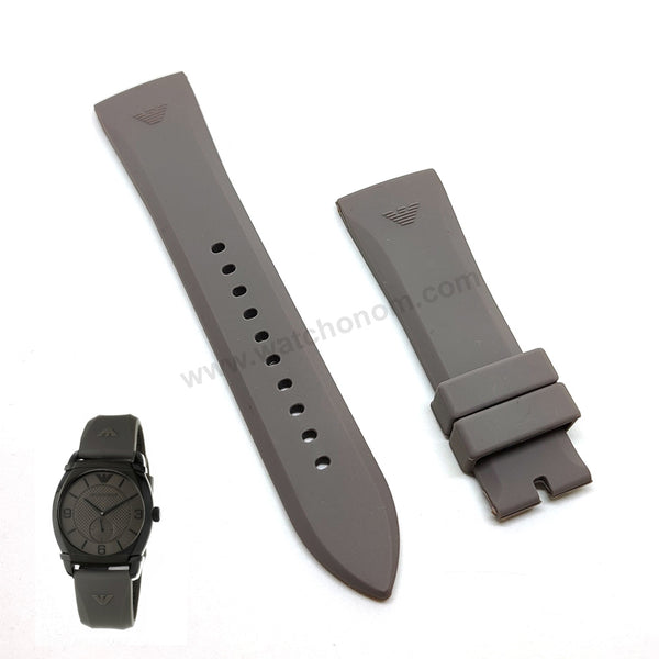 Fits/For Emporio Armani AR0341 Carmelo - 24mm Gray Rubber Silicone Replacement Watch Band Strap Belt