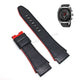 Fits/For Seiko Sportura Kinetic 7L22-0AM0 - SNL035P1 - Handmade Black Leather with Red Line Watch Strap Band