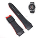 Fits/For Seiko Sportura 7T82-0AA0 - SPC003J1 , SPC003P1 , SPC003P9 , SBHP021 - Handmade Black Leather with Red Line Watch Strap Band