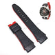 Fits/For Seiko Sportura F1 Honda Racing Team 7T82-0AF0 - SPC009P1 , SPC009JP1 - Handmade Black Leather with Red Line Watch Strap Band