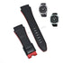 Fits/For Seiko Sportura H024-00A0 - SBHL009 , SNJ021P1 - Handmade Black Leather with Red Line Watch Strap Band