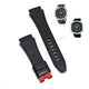 Fits/For Seiko Sportura H024-00A0 - SBHL009 , SNJ021P1 - Handmade Black Leather with Red Line Watch Strap Band
