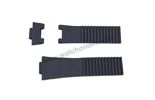 Compatible with Ulysse Nardin 12mmx25mm Black Rubber Replacement Watch Band Strap