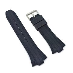 10mm Black Rubber Watch Band Strap - Pulsar PXH383 PF3505 - 7T62-X133 VX42-X124
