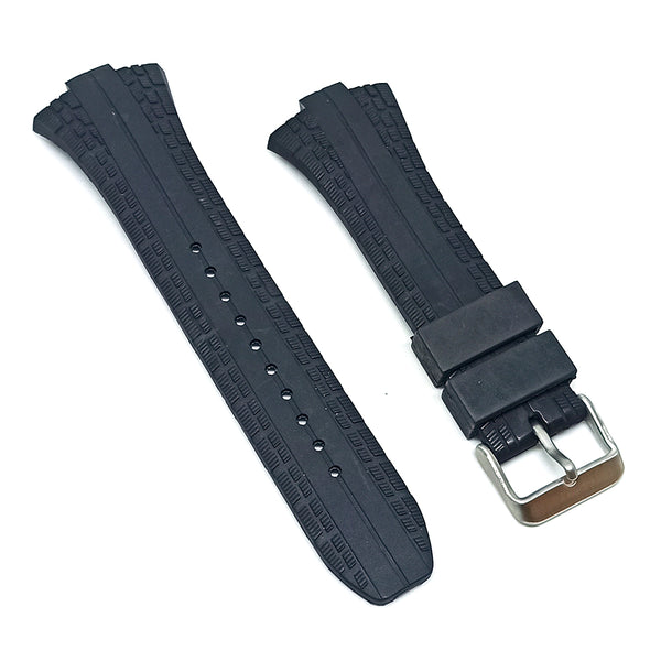10mm Black Rubber Watch Band Strap - Pulsar PXH383 PF3505 - 7T62-X133 VX42-X124
