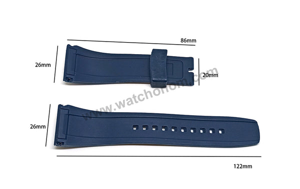 Fits/For Seiko Velatura 7T04-0AD0 - SPC156P1 , SPC075P1 - 26mm Navy Blue Rubber Replacement Watch Band Strap