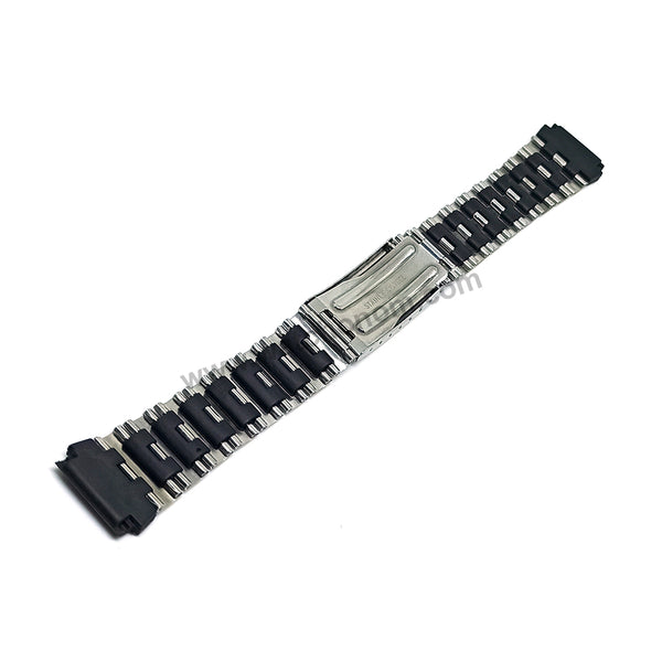 Fits/For Casio AW-44D , DB-810 - 19mm Black Rubber Metal Steel Watch Band / Strap