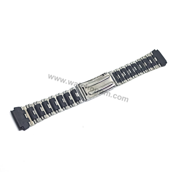 20mm Black Rubber - Metal Replacement Watch Band / Strap Compatible with Casio Protrek PRG-80 , PRW-1000 , PRW-1100 , PAG-80
