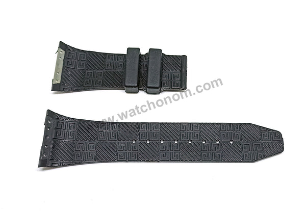 29mm Black Rubber Silicone Screw mount Lug Replacement Watch Band Strap Compatible with GIVENCHY
