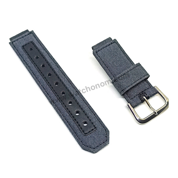 Original Casio G-Shock Wademan DW-9800B , DW-9800BJ , DW-9800AR , DW-9800ARTI  Replacement Watch Band Strap - 16mm Gray Textile on Leather NOS