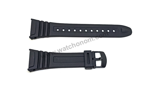 10x Sets - Casio W-96H , W-96 , W96 - Black Rubber Replacement Watch Band Strap
