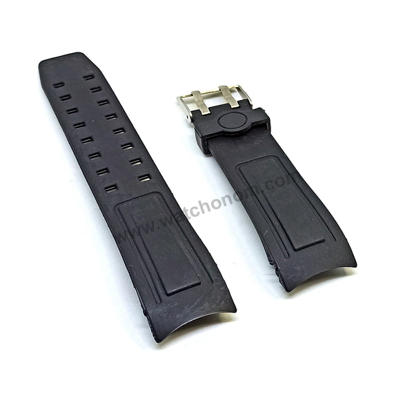 Fits/ For Bvlgari - 24mm Black Rubber / Silicone Curved End Replacement Watch Band Strap
