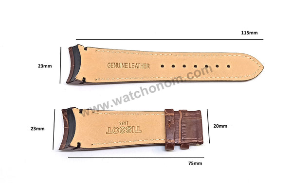 Fits / For Tissot 1853 Couturier T0356171603100 , T0354391603100 - 23mm Brown Genuine Leather Curved end Replacement Watch Band Strap