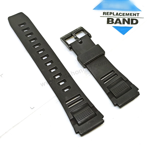 Fits/For Casio ABX-20U Data Bank , World Time 19mm Black Rubber Replacement Watch Band Strap