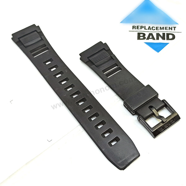 Fits/For Casio ABX-20U Data Bank , World Time 19mm Black Rubber Replacement Watch Band Strap