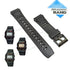Fits/For Casio DB-81W , DB-81WG , DB-150W Data Bank - 19mm Black Rubber Replacement Watch Band Strap Belt