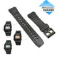 Fits/For Casio DB-81W , DB-81WG , DB-150W Data Bank - 19mm Black Rubber Replacement Watch Band Strap Belt