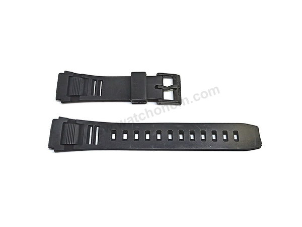 Fits/For Casio ABX-20U Data Bank , World Time 19mm Black Rubber Replacement Watch Band Strap