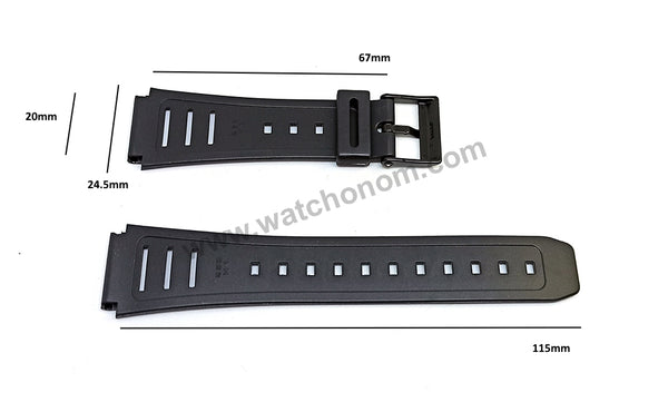 Genuine Casio EB-3002 , JC-11 , W-740 , W-740G , W-740GMV , JC-10 , W-54US , W-740B - 20mm Black Rubber Silicone Replacement Watch Band Strap