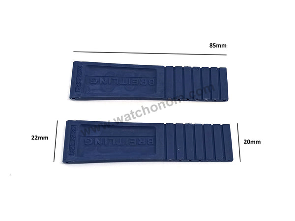 Fits/ For Breitling Diver Pro - 22mm Navy Blue Rubber / Silicone Replacement Watch Band Strap 152s 22-20