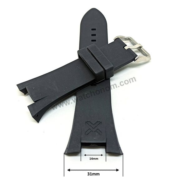 Armani Exchange AX1182 , AX1183 , AX1184 , AX1197 - Fits with 31mm Black Rubber Silicone Replacement Watch Band Strap