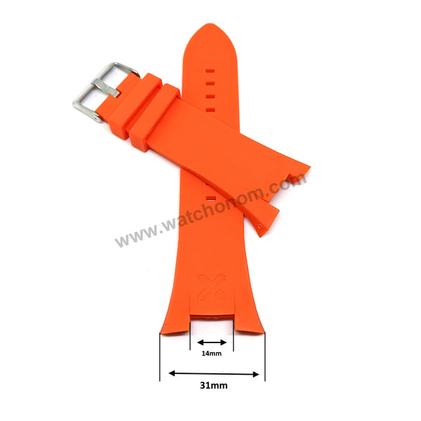 Armani Exchange AX1070 , AX1107 - Fits with 31mm Orange Rubber Silicone Replacement Watch Band Strap