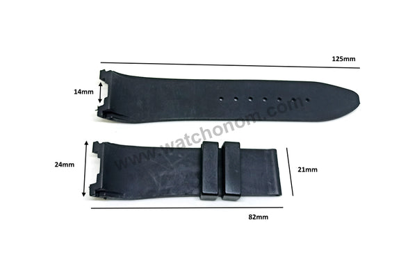 Cerruti 1881 64641 - CT64641X103066 fits with 24mm Black Rubber Silicone Replacement Watch Band Strap