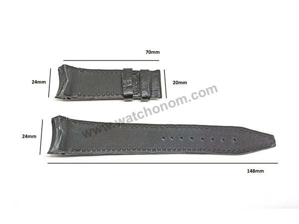 Seiko Astron 7X52-0AB0 - SAST009 , SAST011 , SBX009 , SBX011  Fits with 24mm Black Genuine Leather Curved end Replacement Watch Band Strap