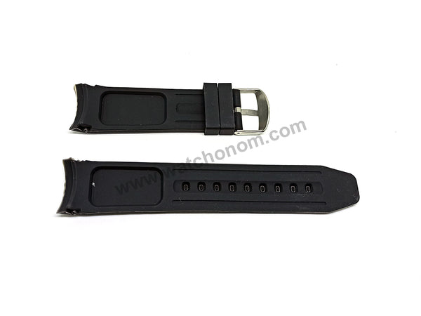 Guess Caliber W0864G2 fits with 24mm Black Rubber Soft Silicone Replacement Curved End Watch Band Strap
