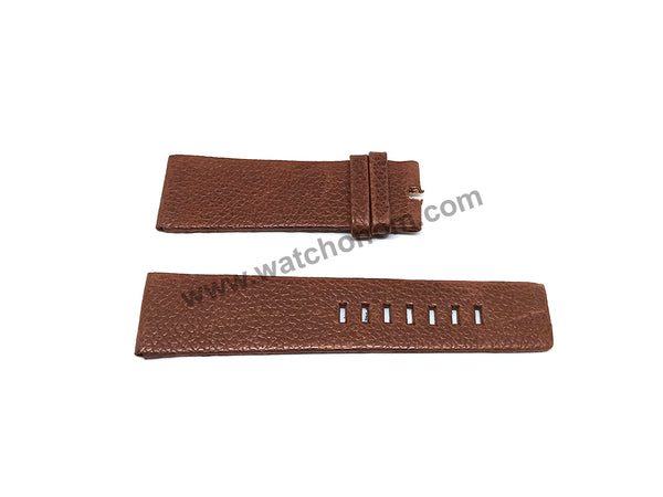 24mm Brown Thumbled Genuine Leather Handmade Watch Strap Band Fits with Diesel DZ1694 Shifter , DZ1946 D-48 , DZ4325 Overflow