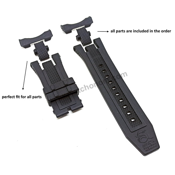 Invicta Subuqua Noma 5 V -  12879 , 12880 , 12881 , 12882 , 12883 , 12884 , 12887 , 12888  Fits with 35mm Black Rubber Silikon All parts Replacement Watch Band Strap