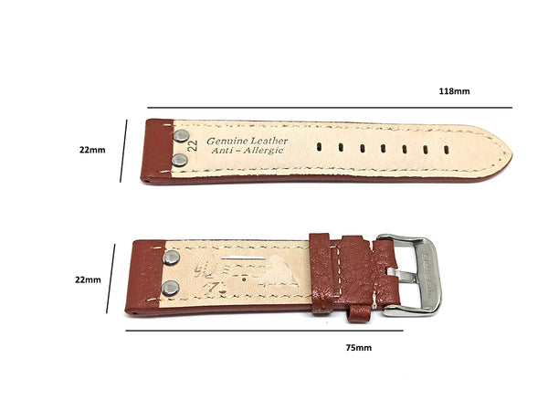 Fits/For TW Steel TW1 , CE7017 , TWA952 , TW1010-1 - 22mm Brown Rivet Genuine Leather Replacement Watch Band Strap