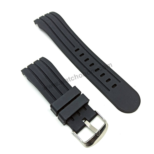 TW Steel TW610 , TW152 , TW139 fits with 24mm Black Rubber/Soft Silicone Curved End Replacement Watch Band Strap