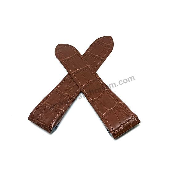 24.5mm Brown Genuine Leather Replacement Watch Strap Band Fits with Cartier Santos