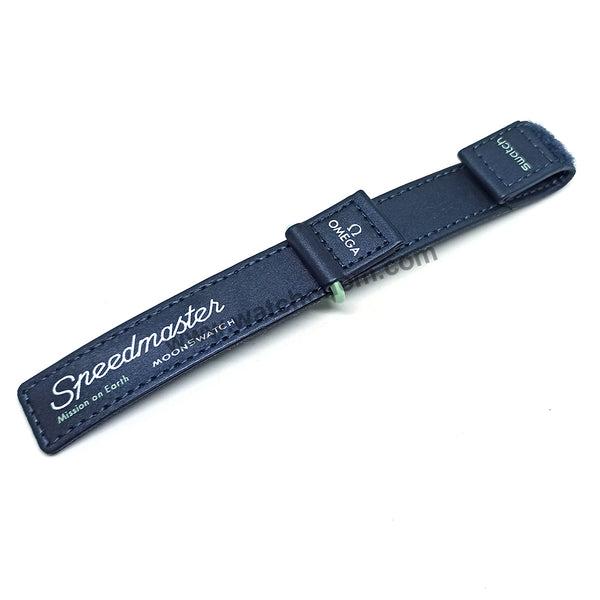 Omega x Swatch MoonSwatch Speedmaster Mission on Earth Fits/For 20mm Dark Navy Blue Leather Nato Bangle Watch Band Strap