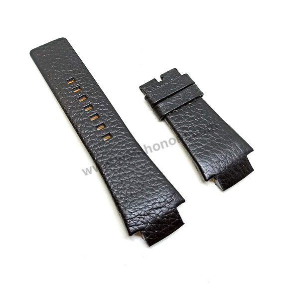 18mm Black Genuine Leather Replacement Watch Strap Band Fits with Diesel Cliffhanger DZ1089 , DZ1091 , DZ1186 , DZ1263 , DZ1299